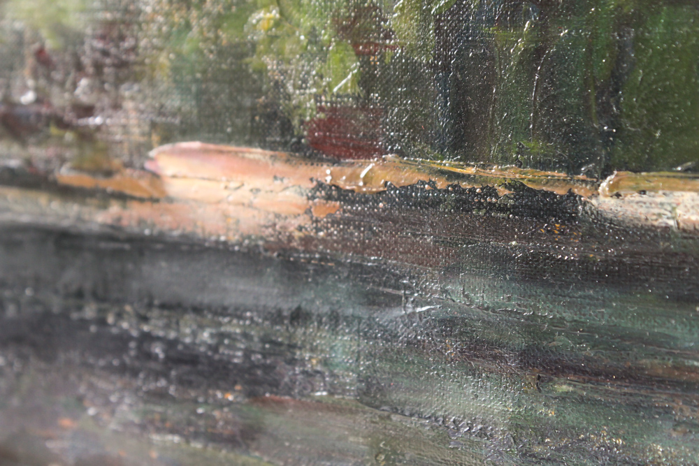 Antique Oil on Canvas with Elaborate Gilt Frame