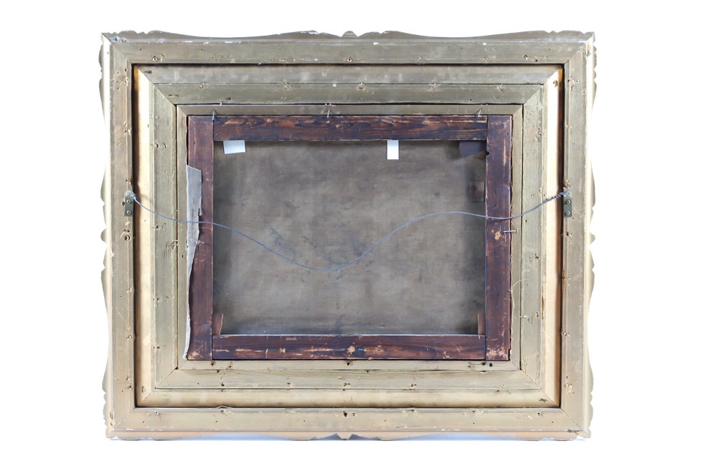 Antique Oil on Canvas with Elaborate Gilt Frame