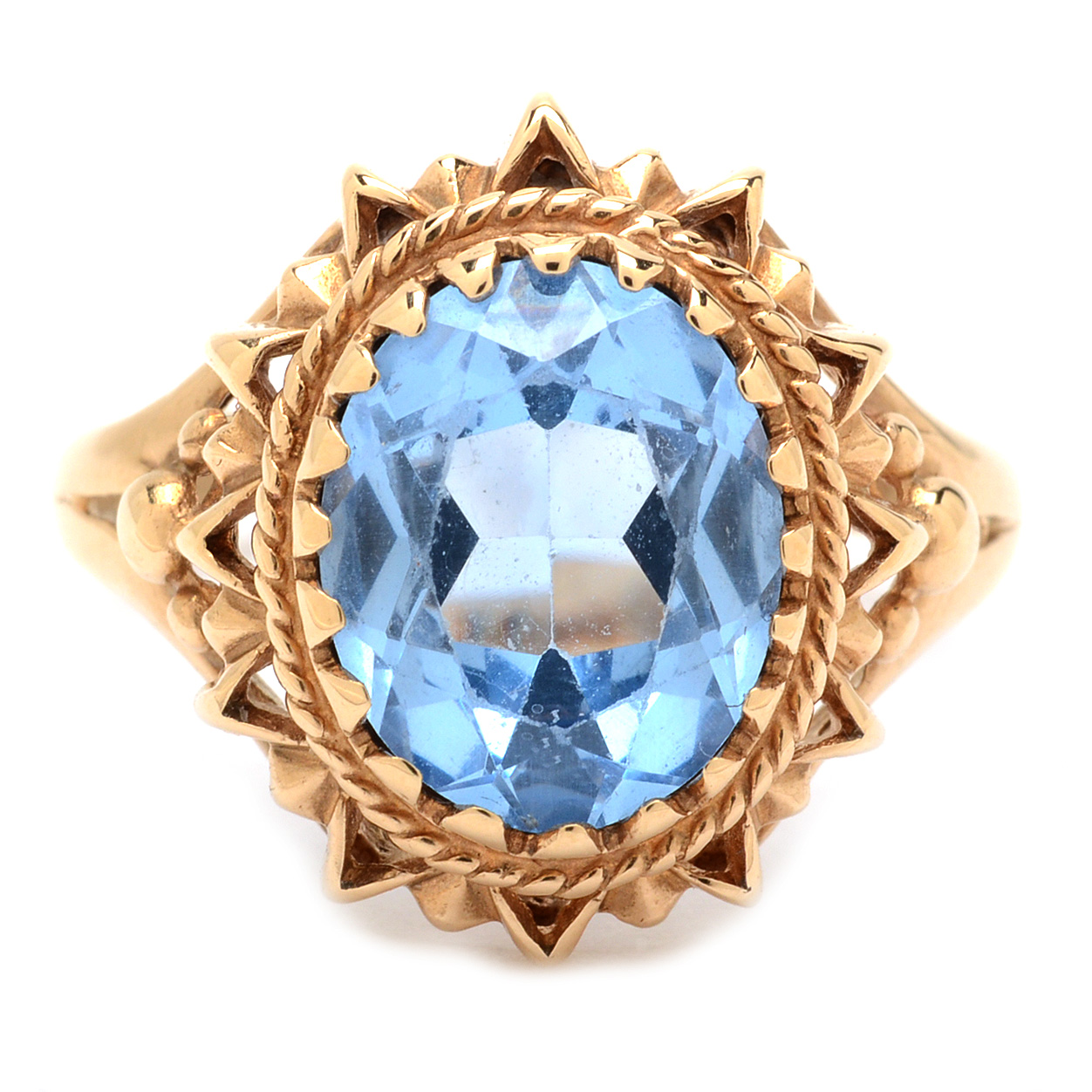 10K Yellow Gold Blue Spinel Ring