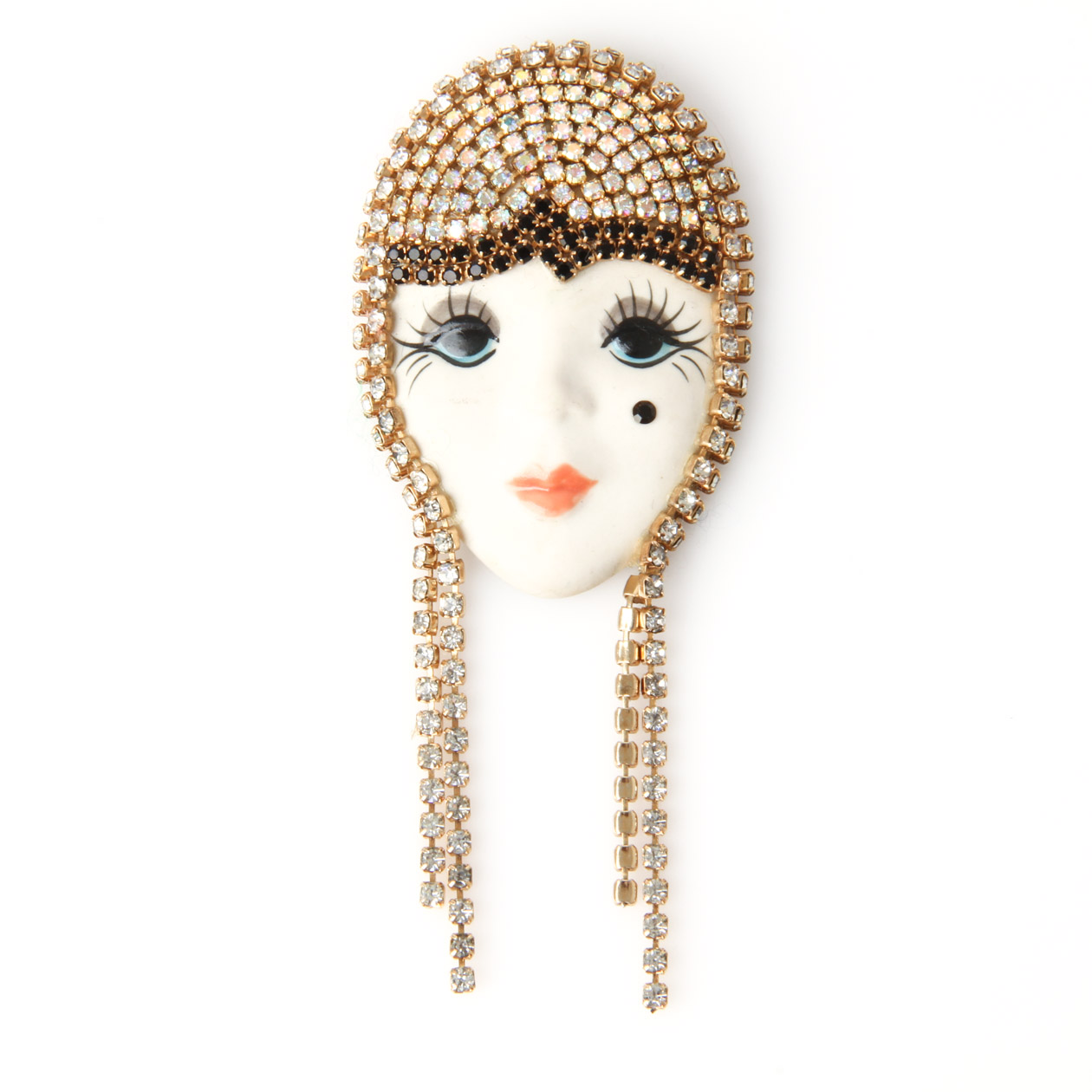 Marsha Bauer Art Deco Style Mask Brooch