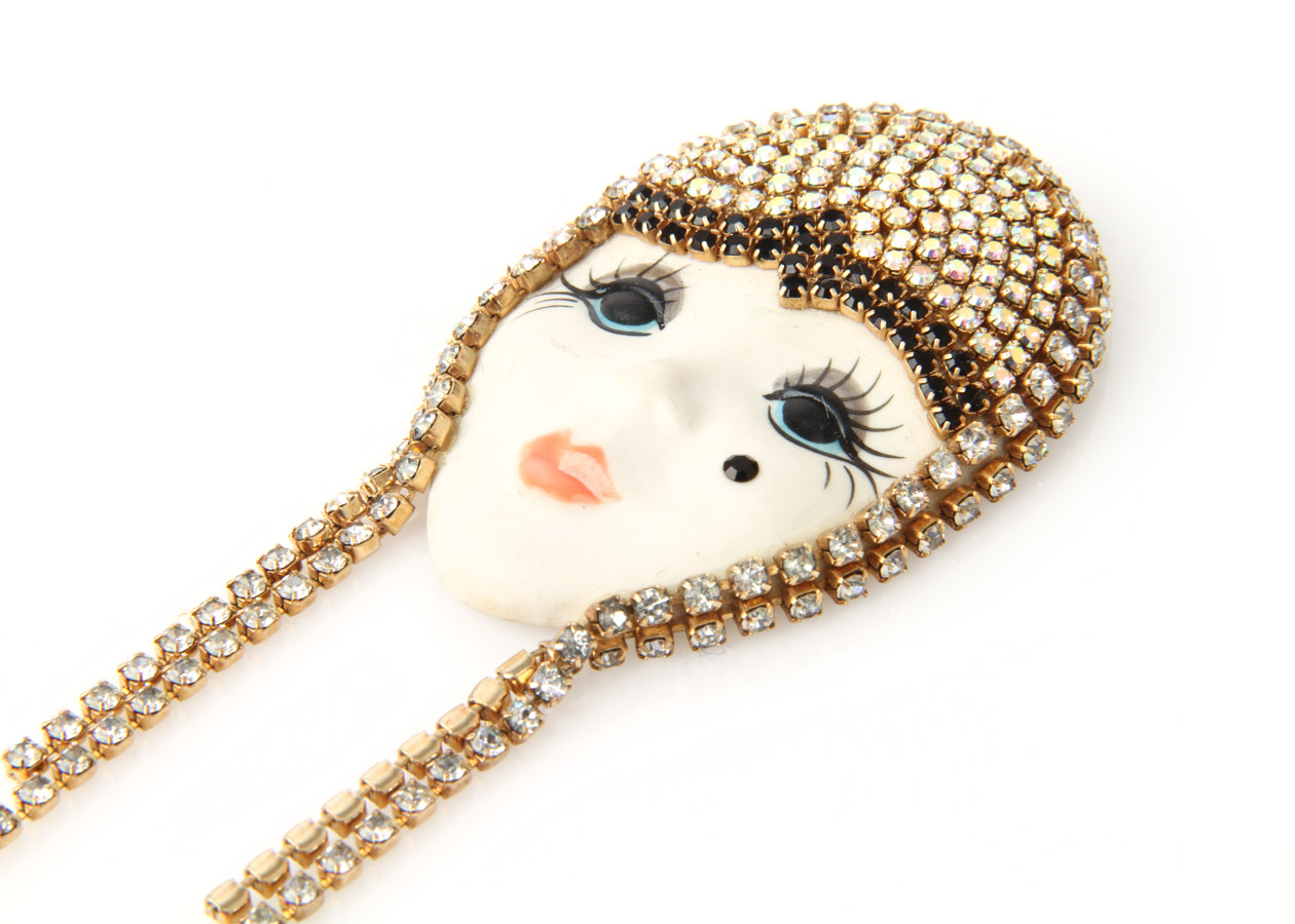 Marsha Bauer Art Deco Style Mask Brooch