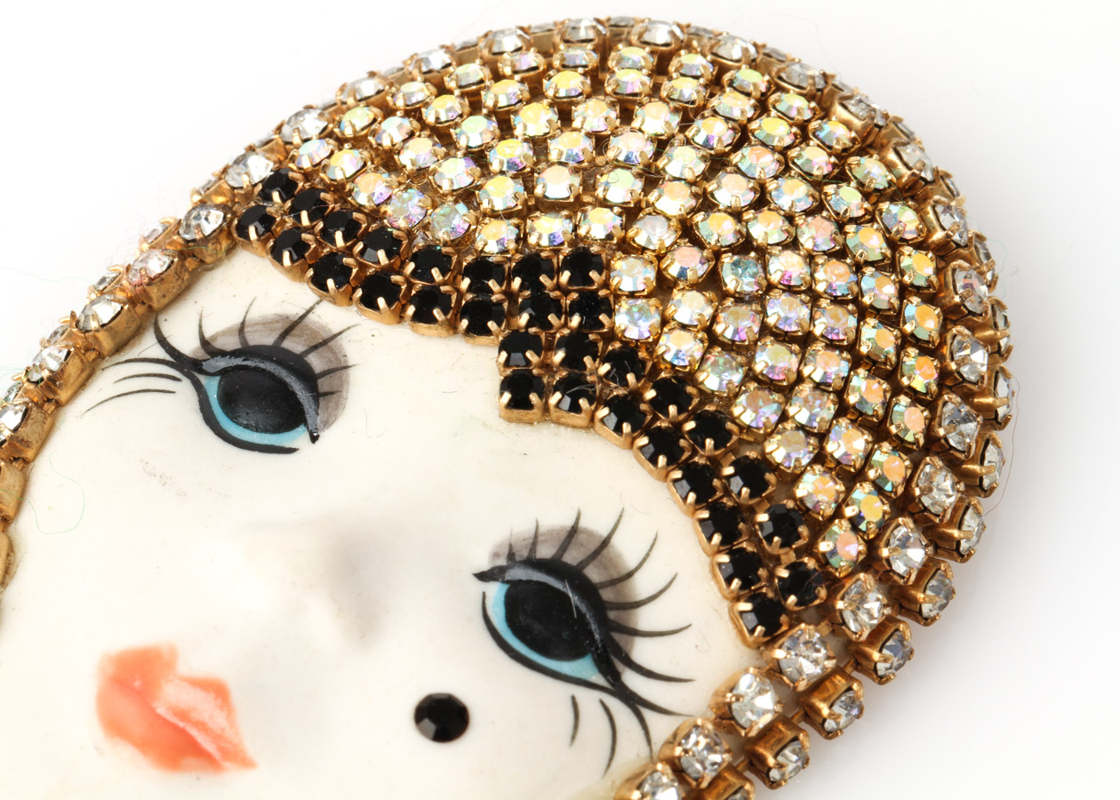 Marsha Bauer Art Deco Style Mask Brooch