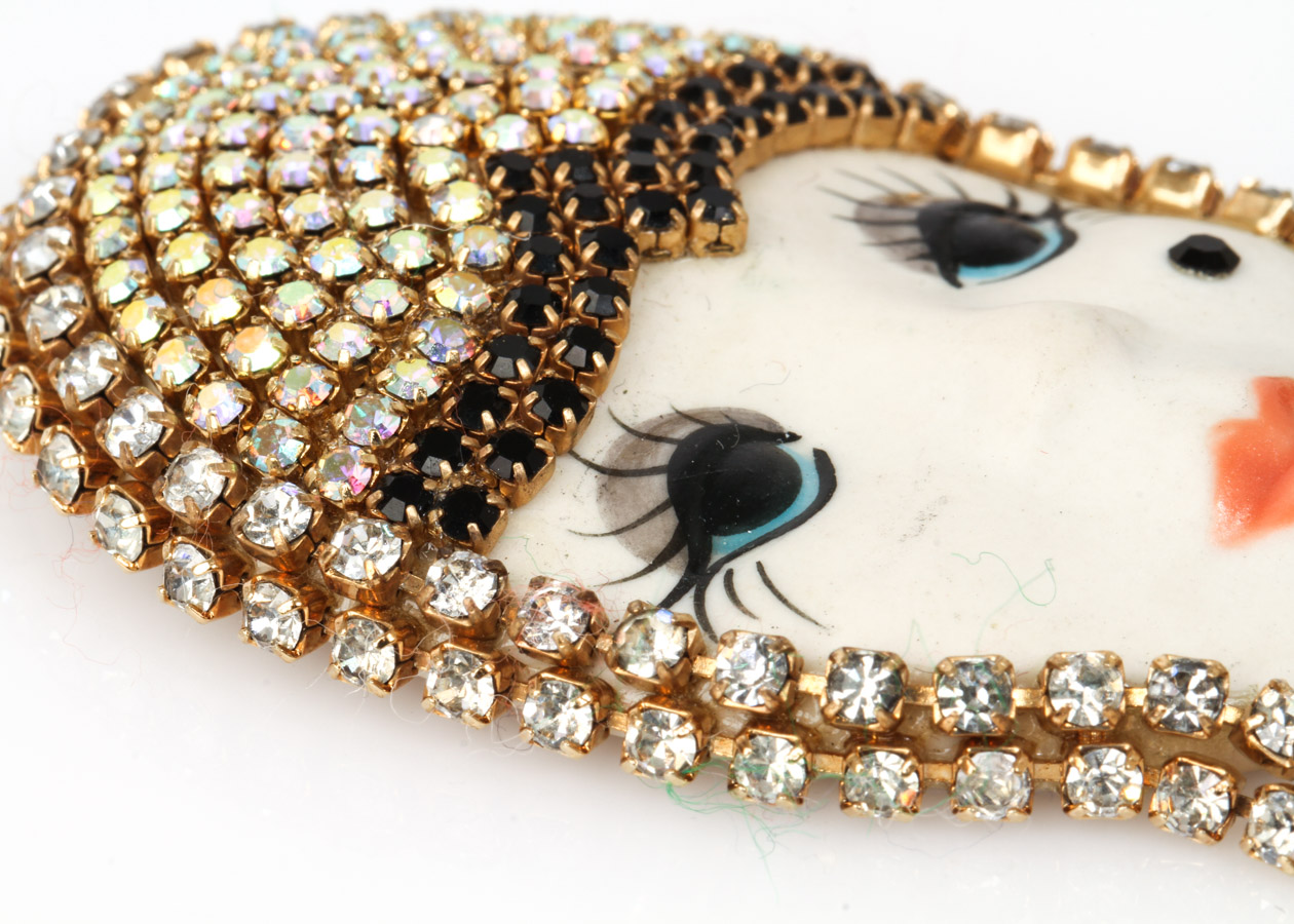 Marsha Bauer Art Deco Style Mask Brooch