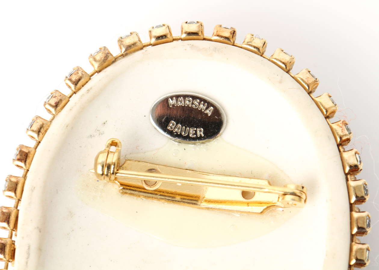 Marsha Bauer Art Deco Style Mask Brooch