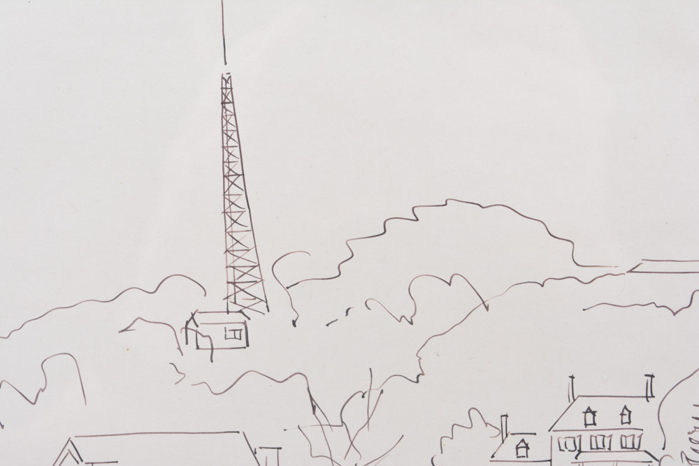 Amalie Rothschild Pen on Paper Cityscape Drawing