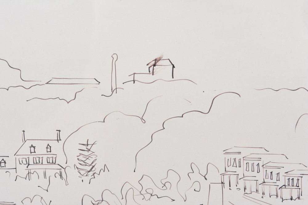 Amalie Rothschild Pen on Paper Cityscape Drawing