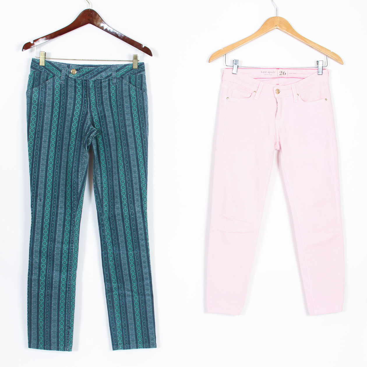 Two Pairs of Colorful Pants by Kate Spade and Tory Burch