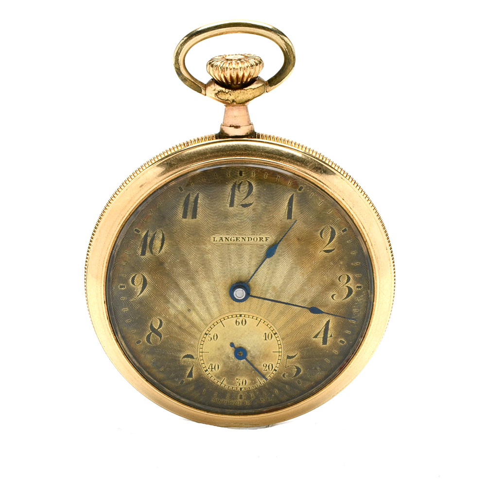Vintage Langendorf Gold Filled Pocket Watch with Dome
