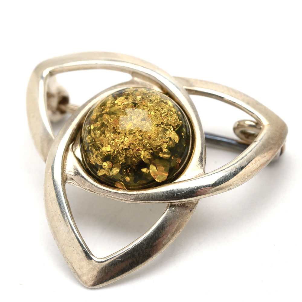 Vintage Sterling Silver and Amber Jewelry