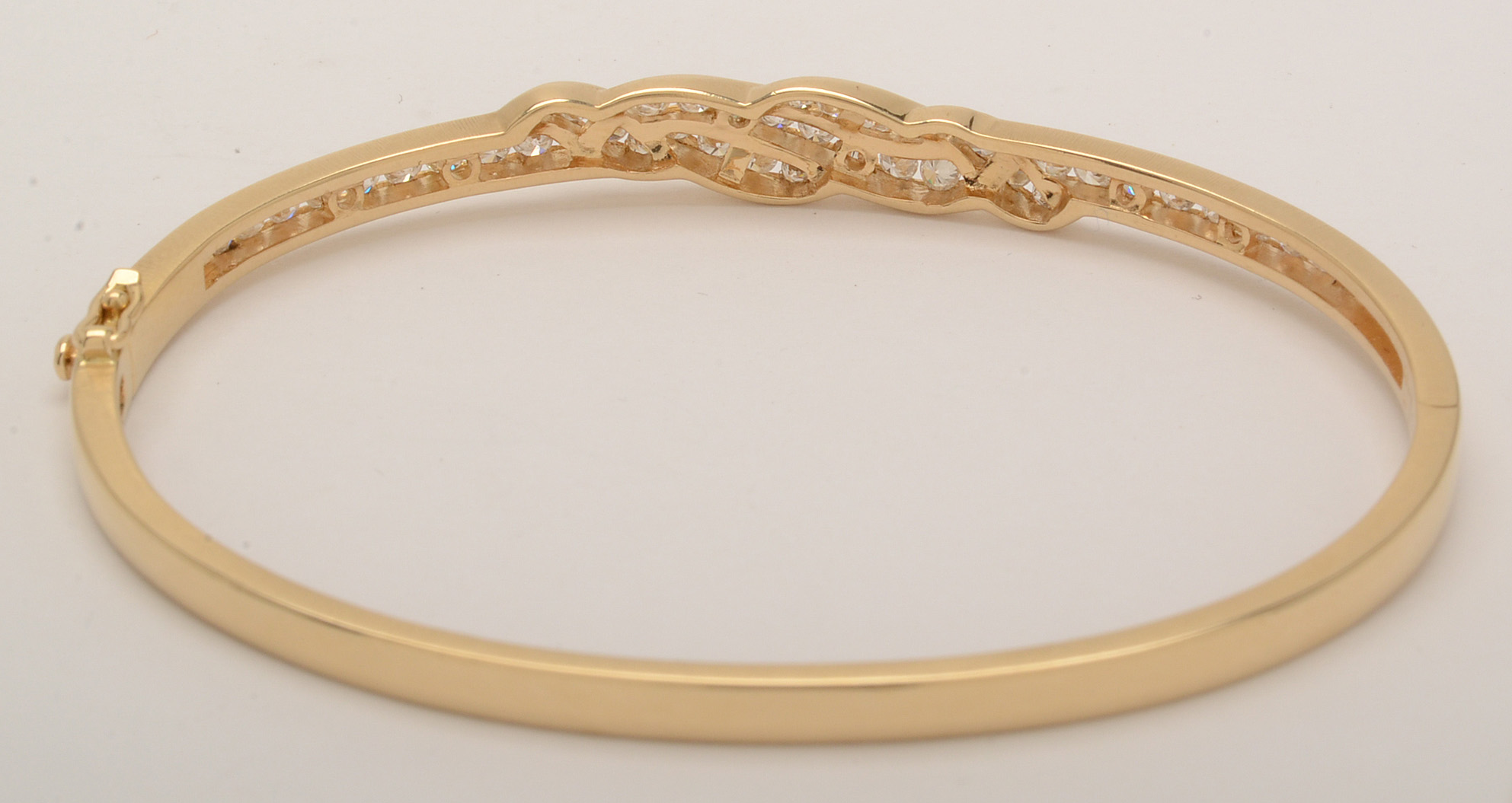 18K Yellow Gold Channel Set Diamond Bangle