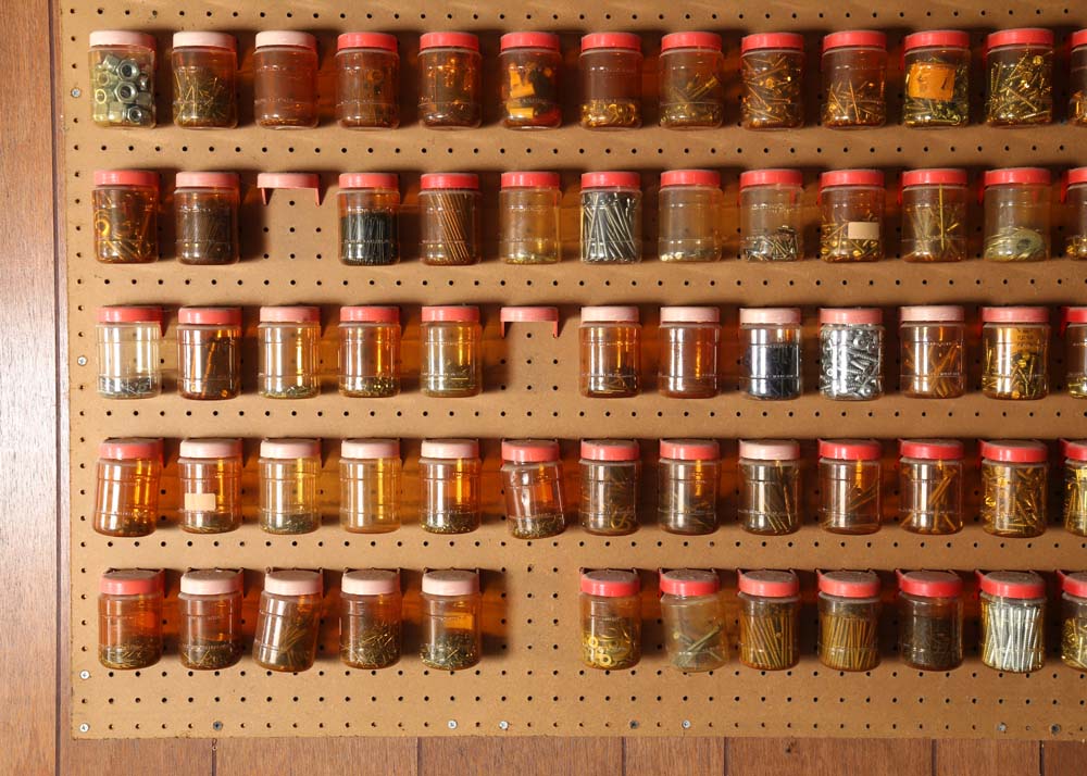 Garage Peg Board with Generous Hardware Grouping