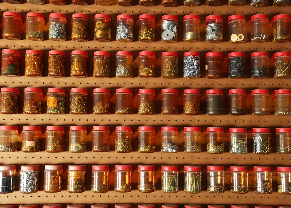 Garage Peg Board with Generous Hardware Grouping
