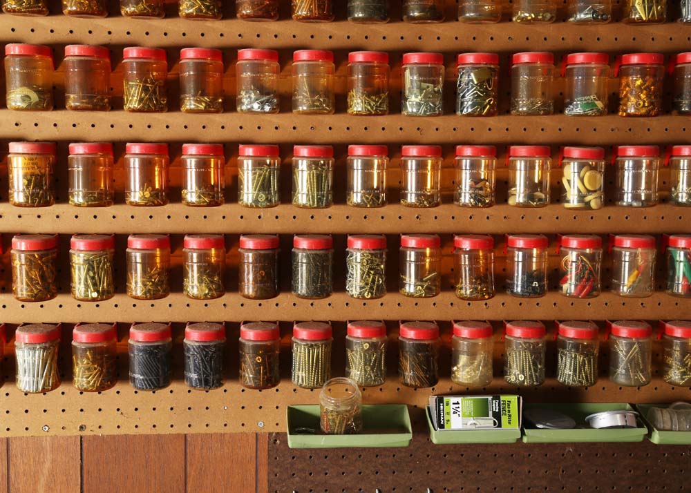 Garage Peg Board with Generous Hardware Grouping