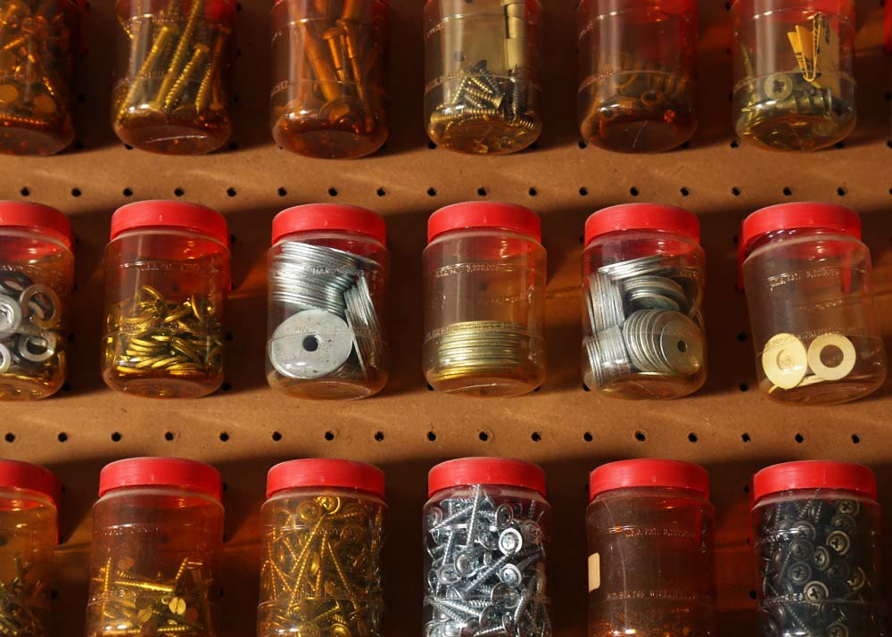 Garage Peg Board with Generous Hardware Grouping