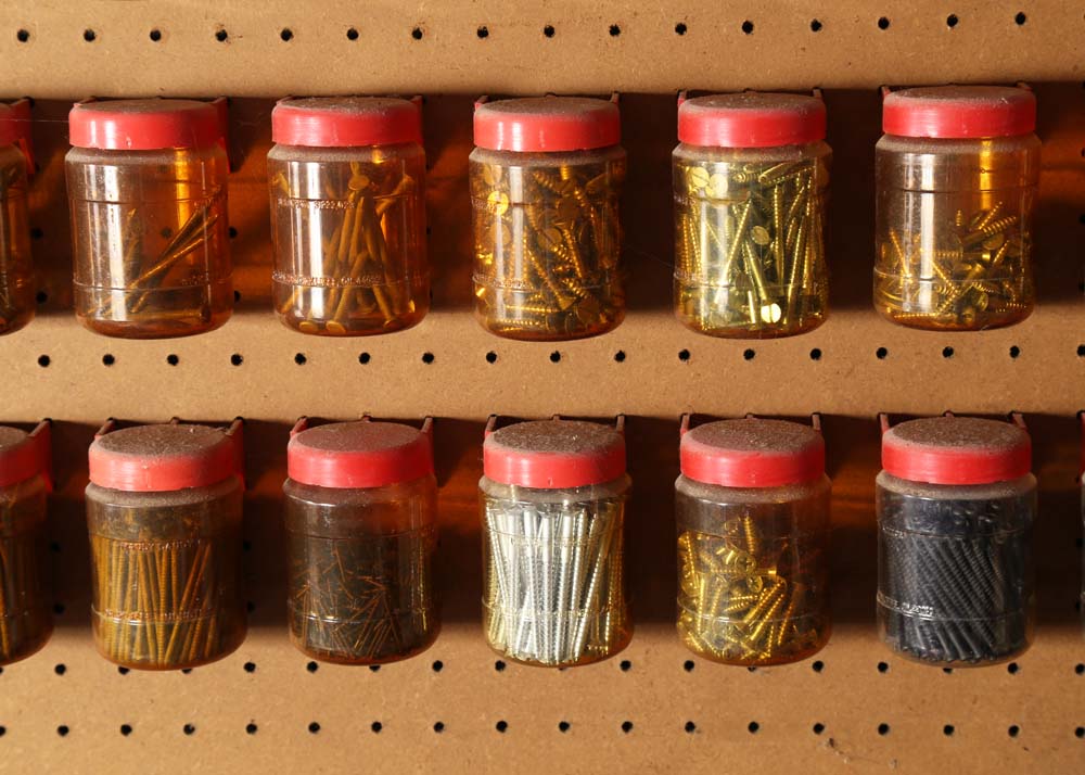 Garage Peg Board with Generous Hardware Grouping