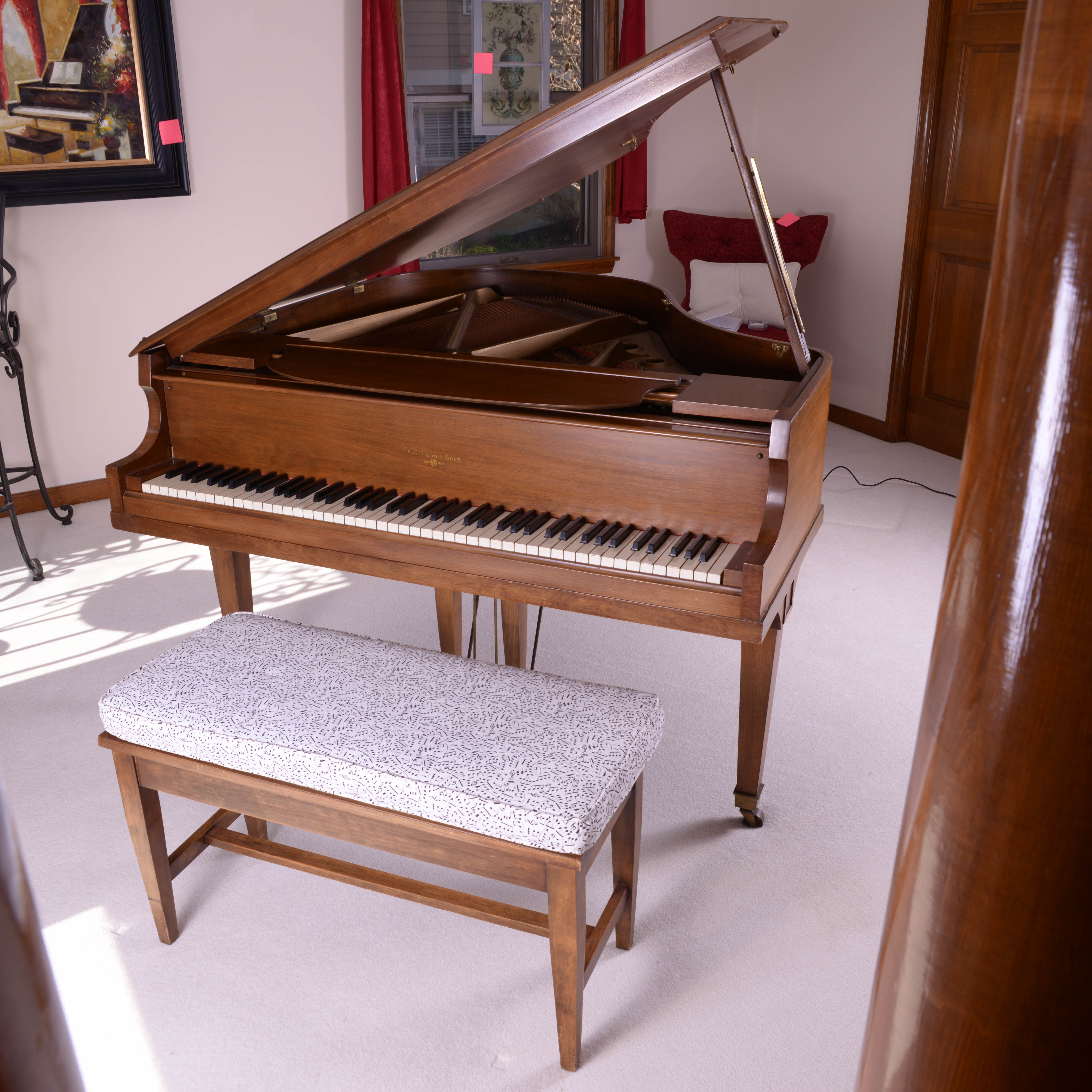 Lindeman and Sons Baby Grand Piano and Bench