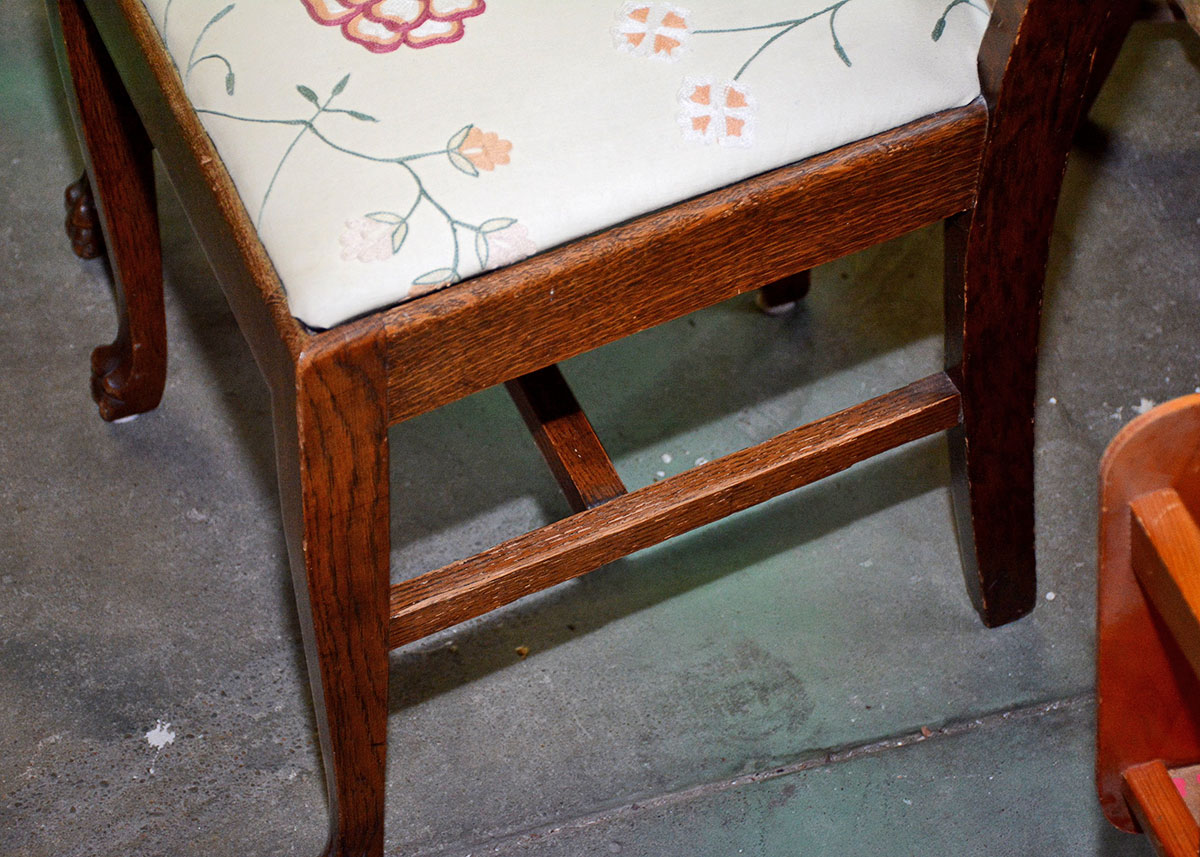 Vintage Tiger Oak Arm Chair and Side Chair
