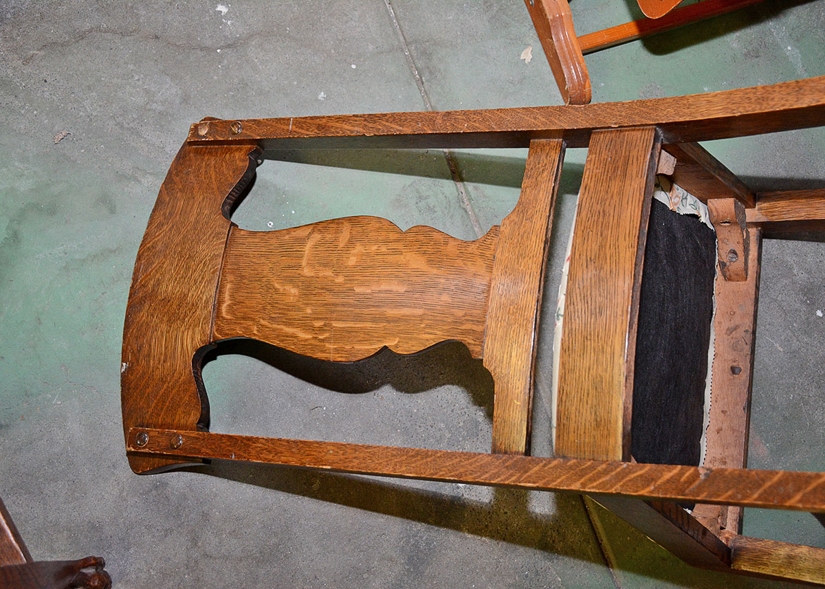 Vintage Tiger Oak Arm Chair and Side Chair