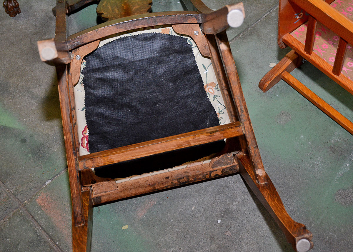 Vintage Tiger Oak Arm Chair and Side Chair