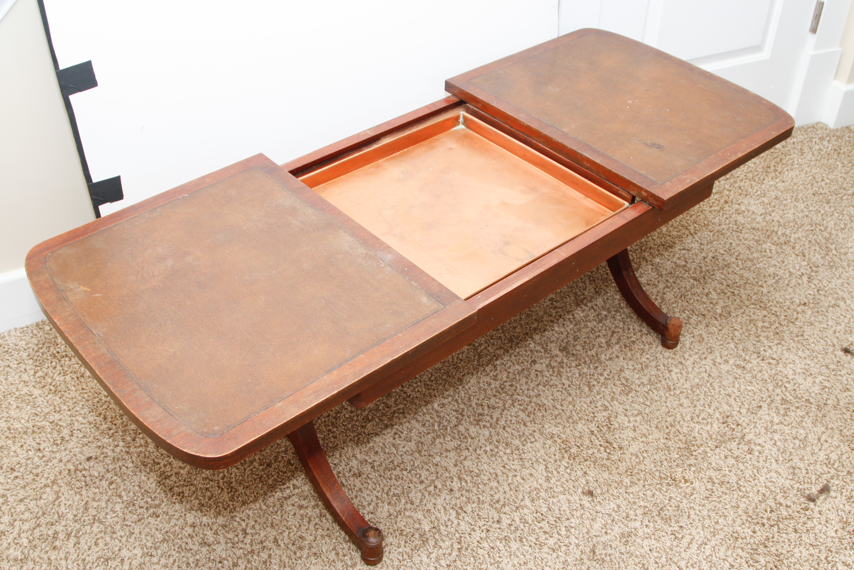 Vintage Federal Style Coffee Table With Built-In Humidor