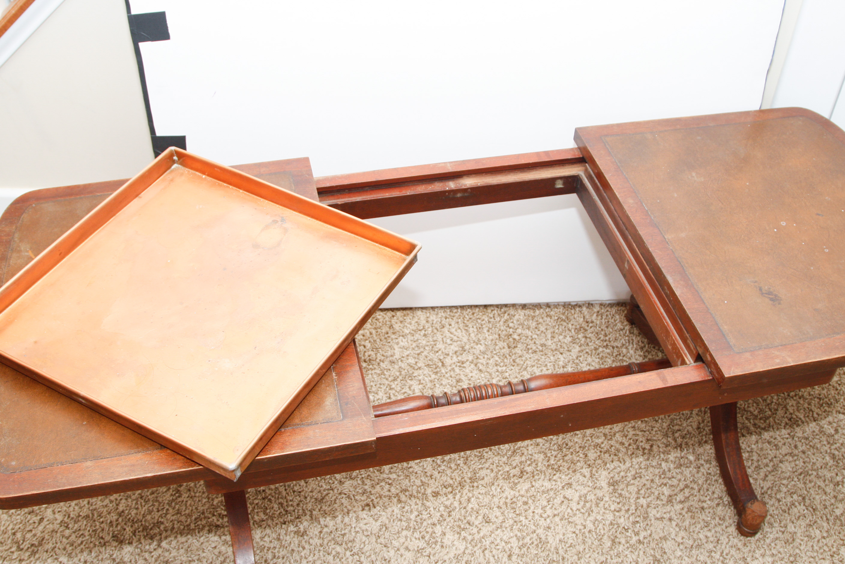 Vintage Federal Style Coffee Table With Built-In Humidor