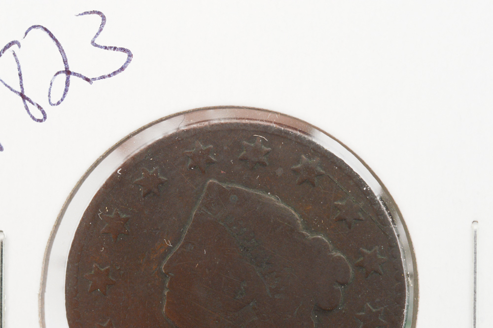 An 1823 United States Coronet Liberty Head Large Cent Coin