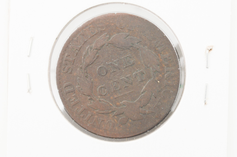 An 1823 United States Coronet Liberty Head Large Cent Coin