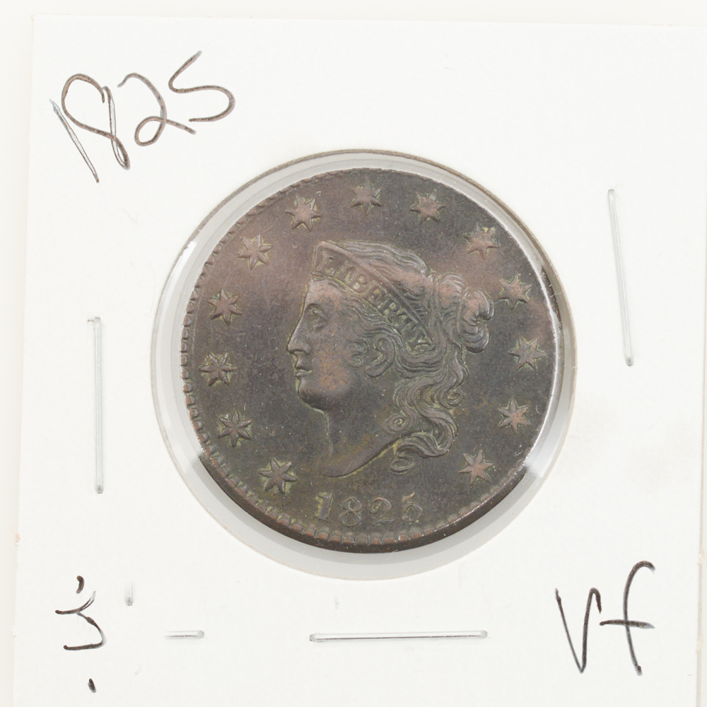 An 1825 United States Coronet Liberty Head Large Cent Coin