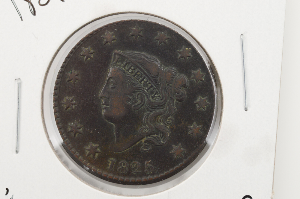 An 1825 United States Coronet Liberty Head Large Cent Coin