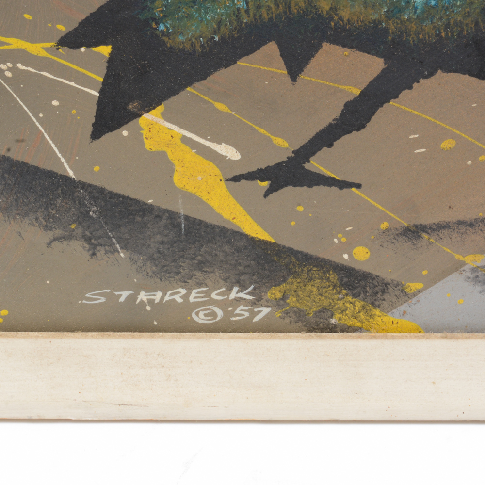 Edgar A. Stareck Mid Century Modern Chicken Painting