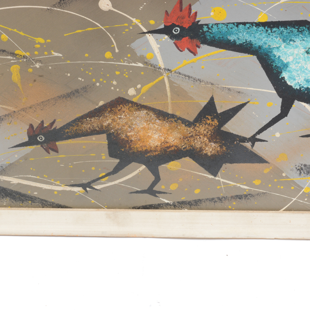 Edgar A. Stareck Mid Century Modern Chicken Painting