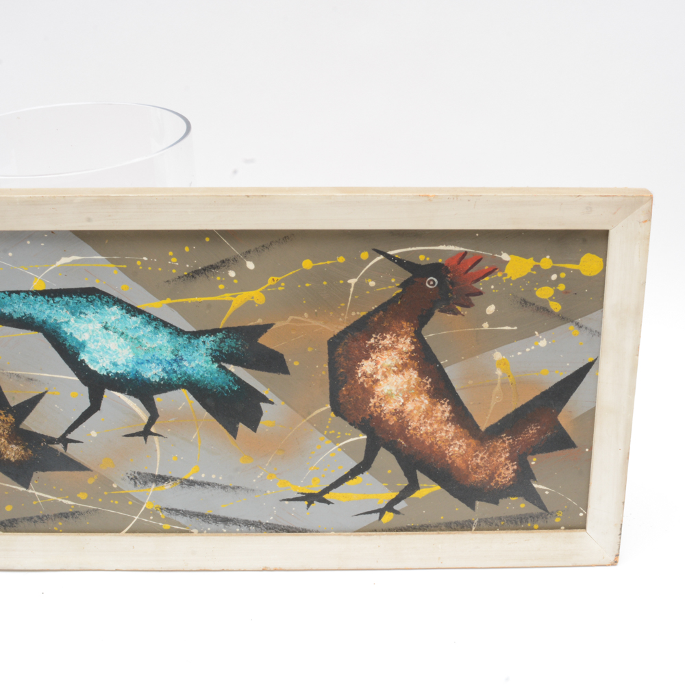 Edgar A. Stareck Mid Century Modern Chicken Painting