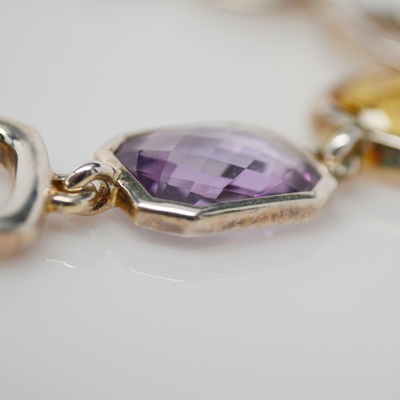 Thistle & Bee Sterling Silver Amethyst, Citrine, Topaz "Etoiles" Link Bracelet