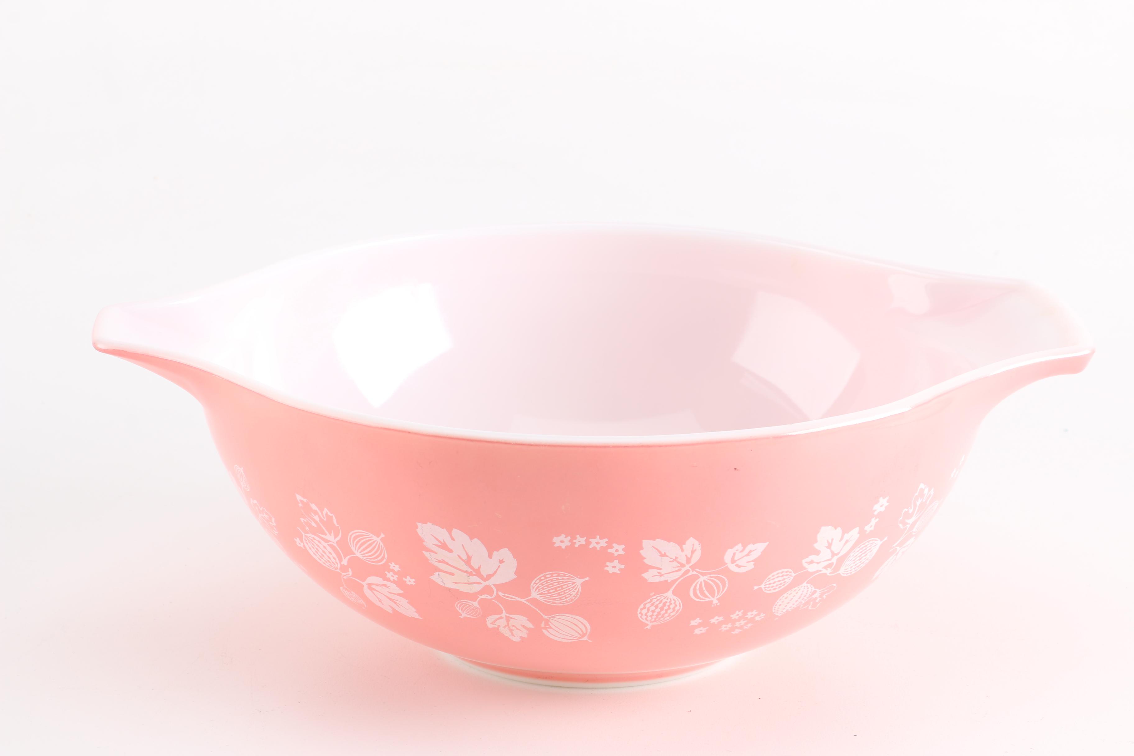Pyrex "Gooseberry Pink" Glass Cinderella Mixing Bowls