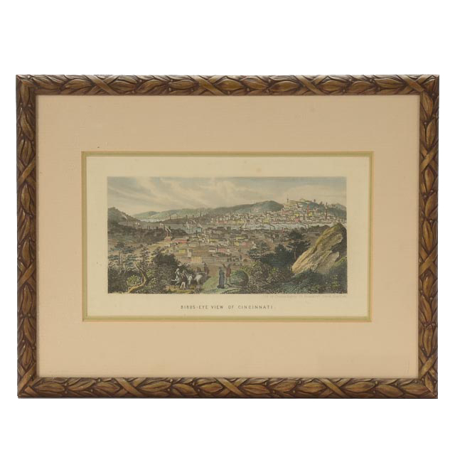 Vintage Lithographic Reproduction after Charles Magnus Steel Plate Engraving "Birds-Eye View of Cincinnati"