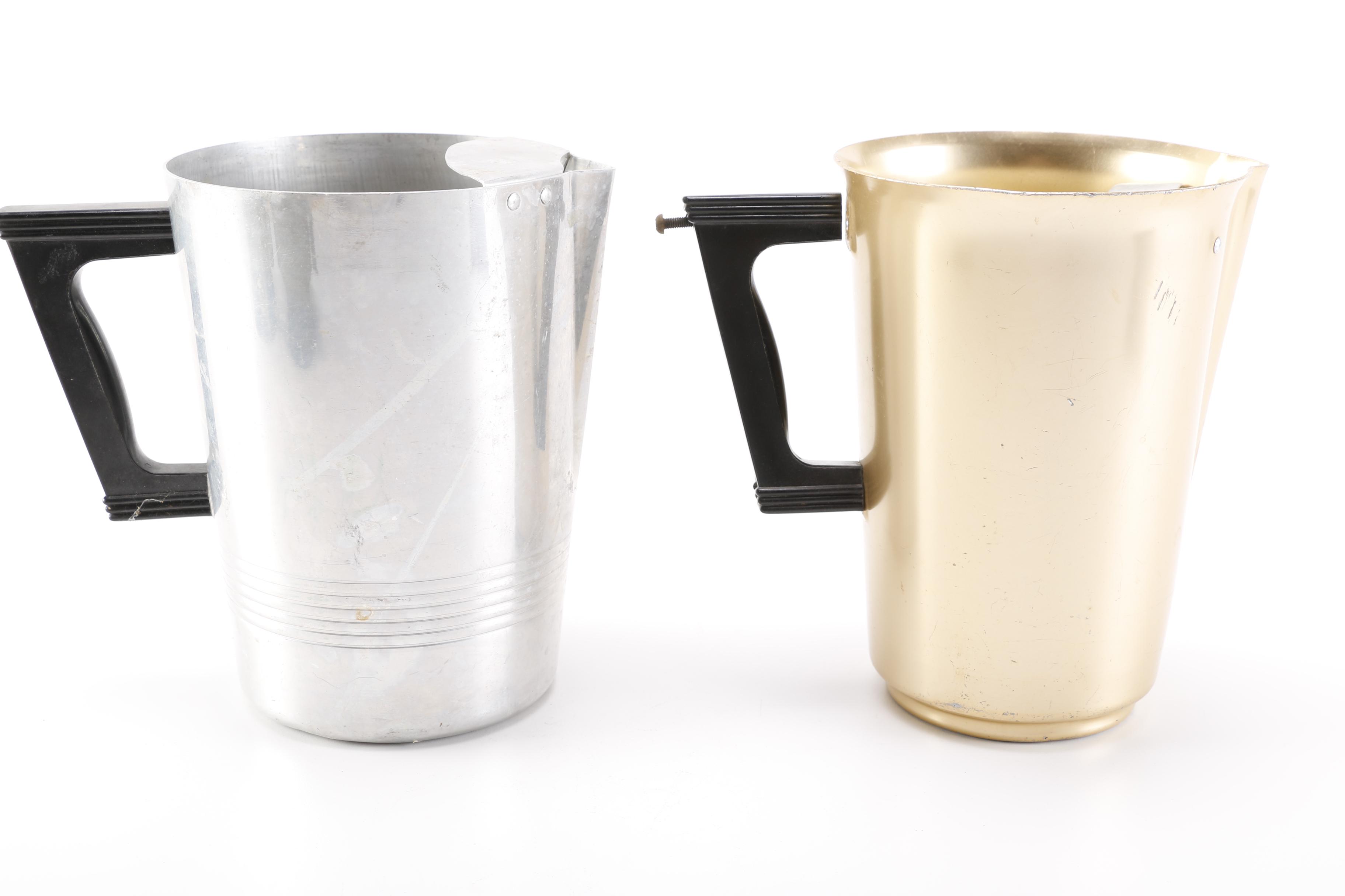 Vintage Aluminum Pitchers and Coffee Pots Including Sunburst and Morey & Ober