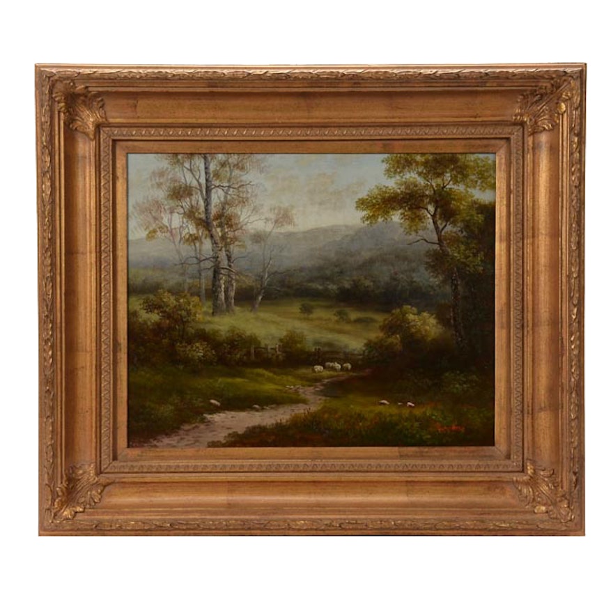 Humphrey Pastoral Oil on Canvas Landscape Painting