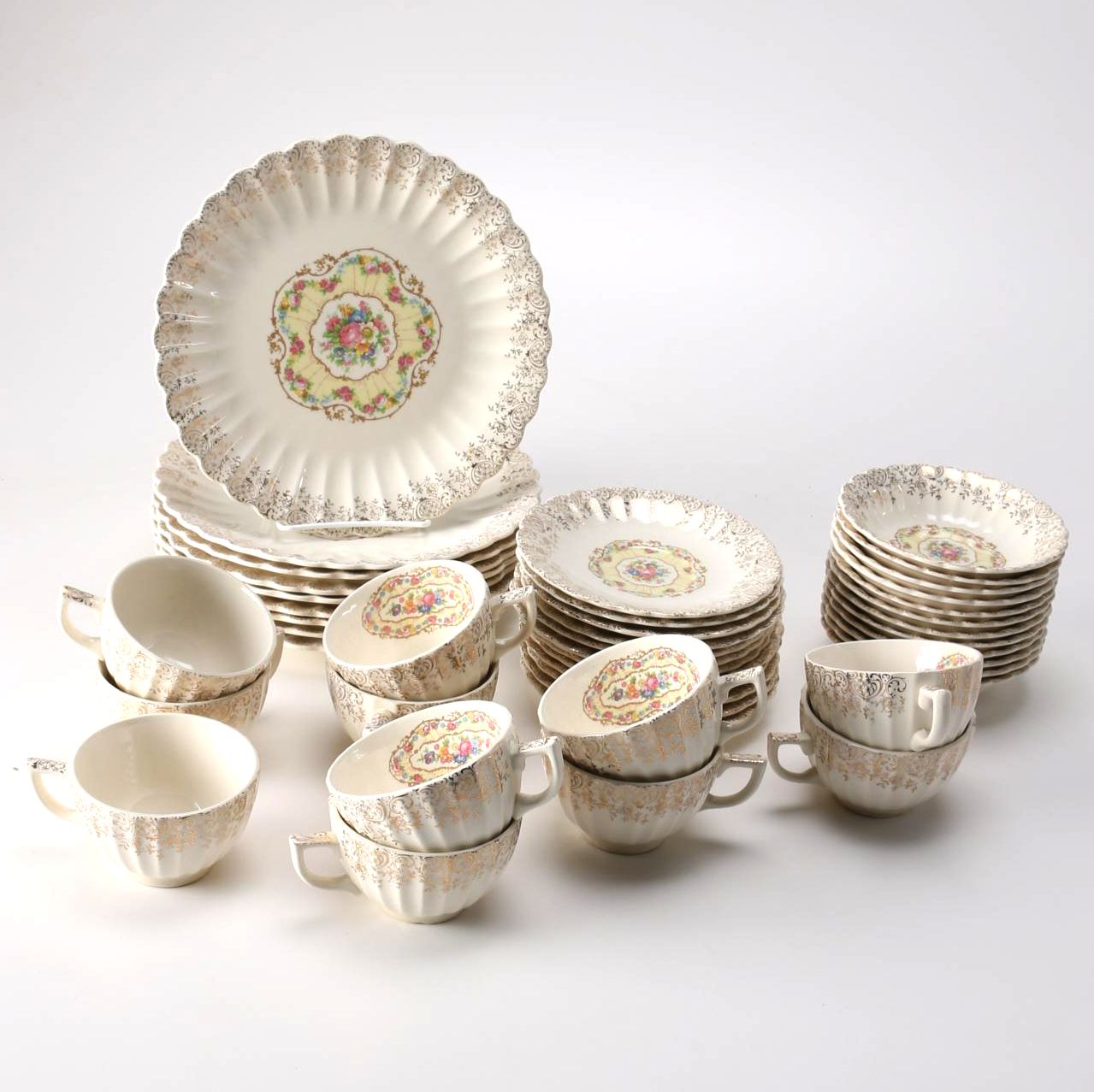 Set of American Limoges 22K Gold "Toledo Delight" Tableware