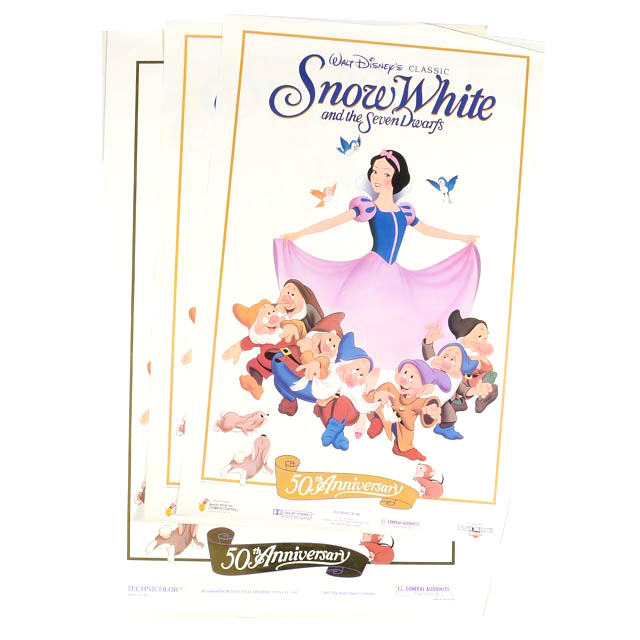 Five 1937 "Snow White and the Seven Dwarfs" 50th Anniversary Posters