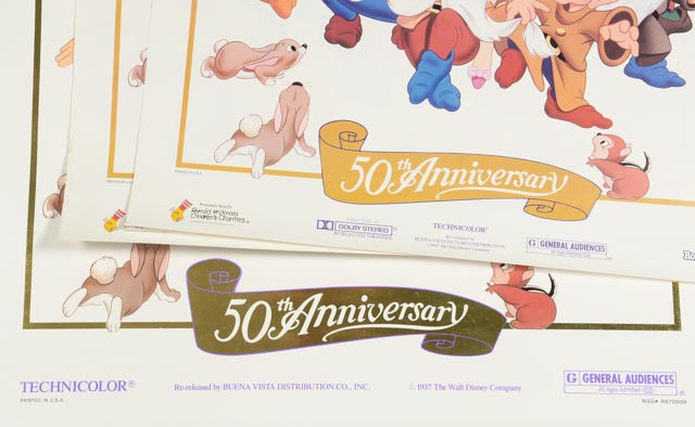 Five 1937 "Snow White and the Seven Dwarfs" 50th Anniversary Posters