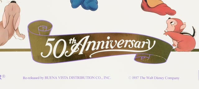 Five 1937 "Snow White and the Seven Dwarfs" 50th Anniversary Posters