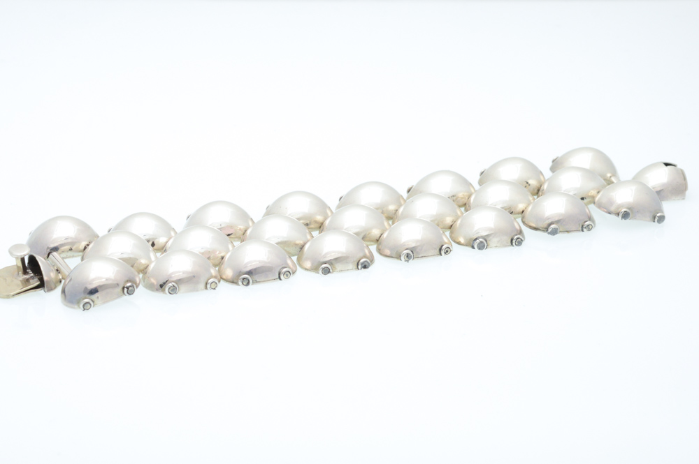 Signed Mexican Artisan Sterling Silver Bracelet