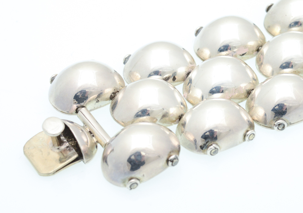 Signed Mexican Artisan Sterling Silver Bracelet