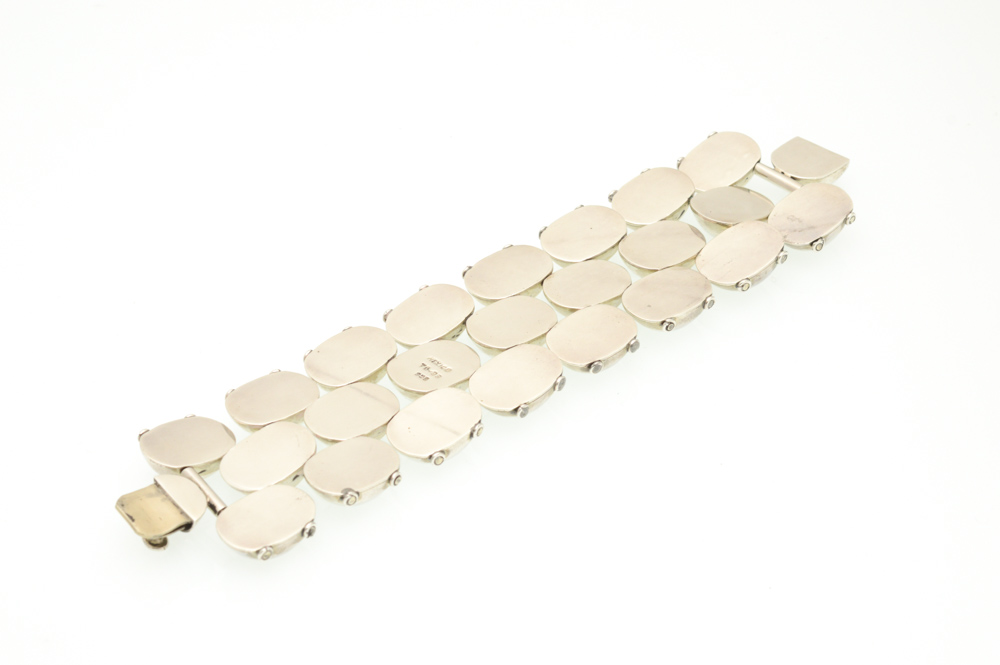 Signed Mexican Artisan Sterling Silver Bracelet