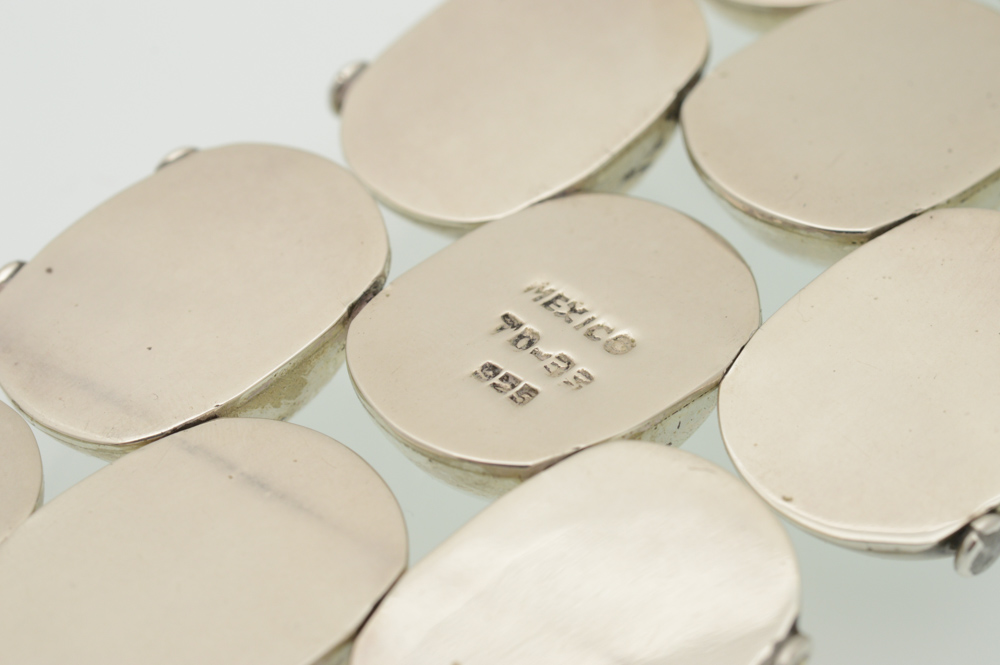 Signed Mexican Artisan Sterling Silver Bracelet