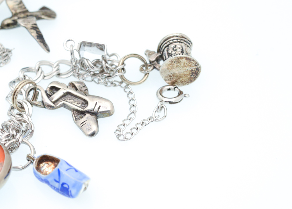 Three Sterling Silver Charm Bracelets