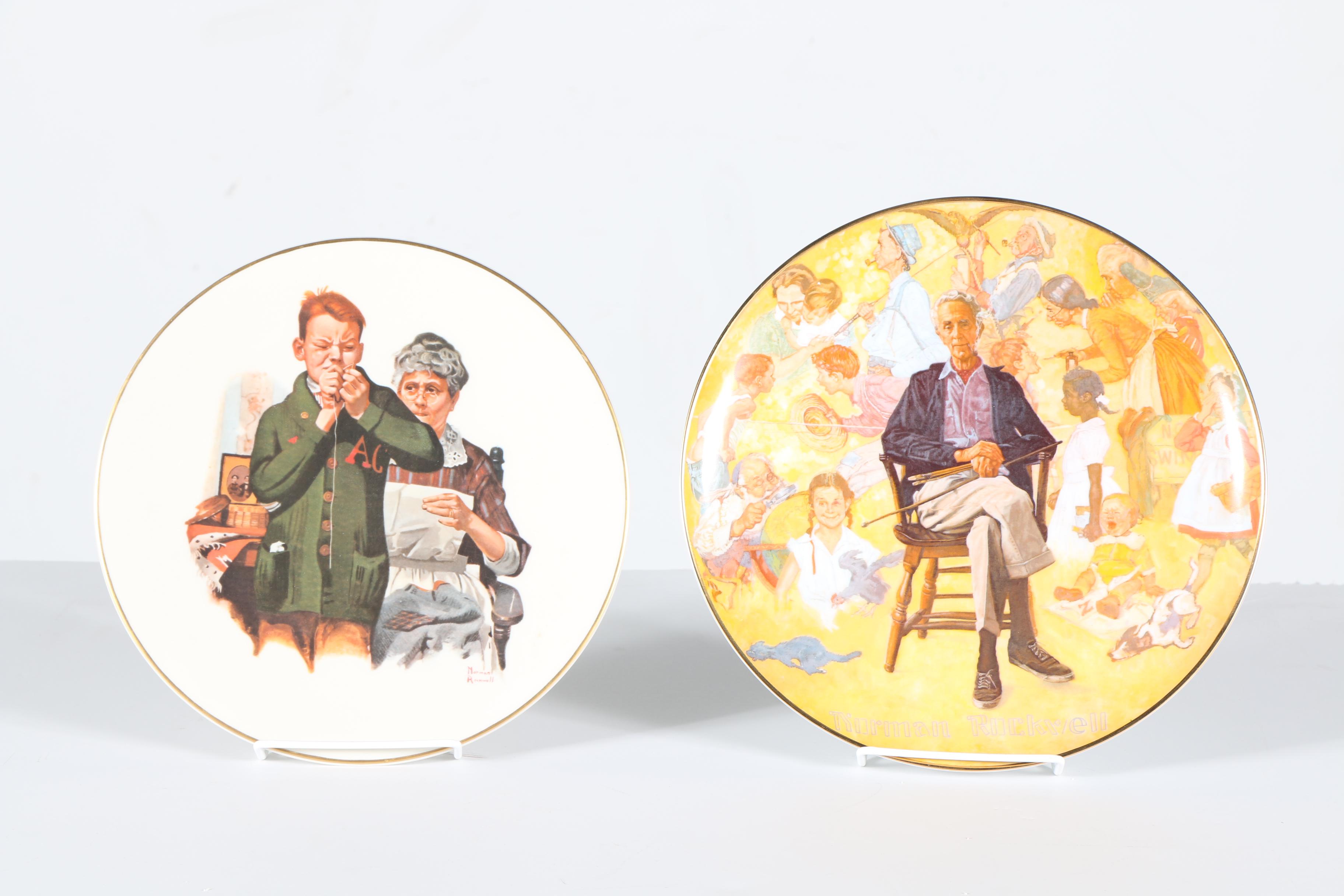 Vintage Pair of Norman Rockwell Plates