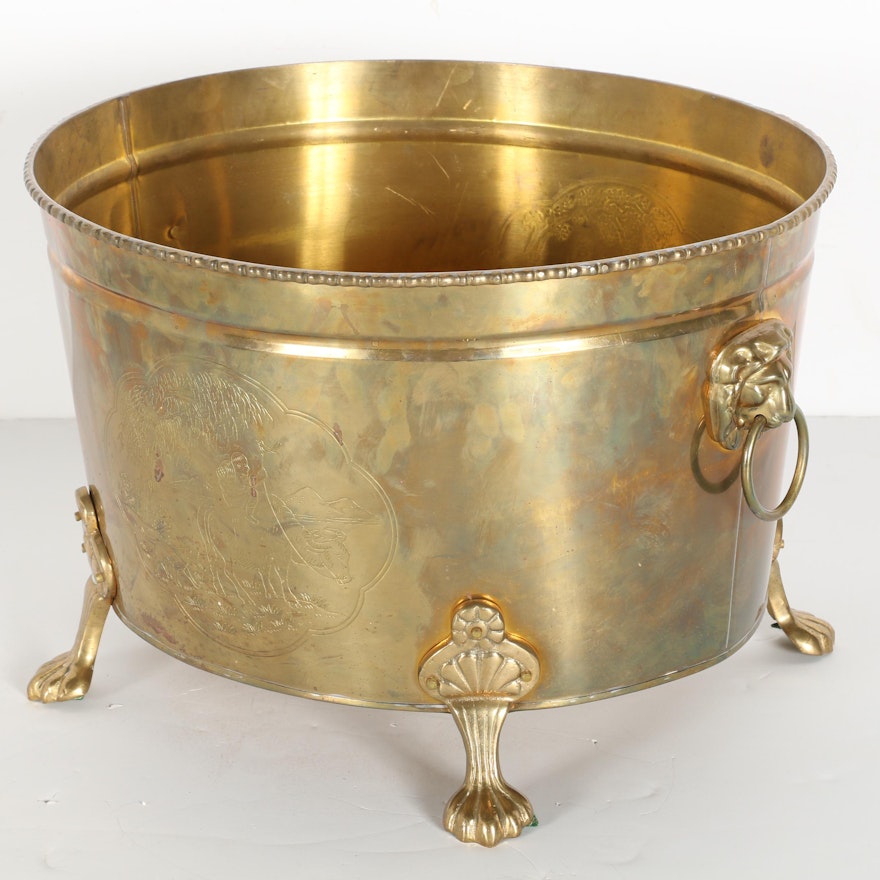 Large Footed Brass Bucket