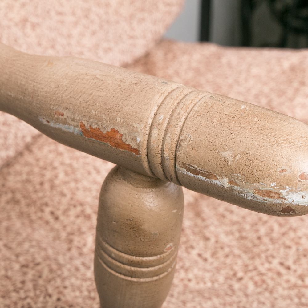 Vintage Turned Wood Upholstered Chair