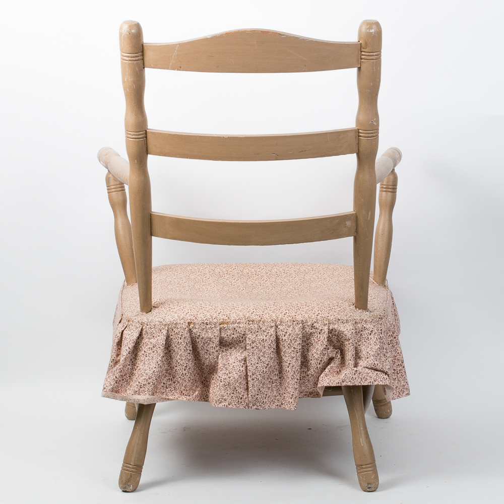 Vintage Turned Wood Upholstered Chair